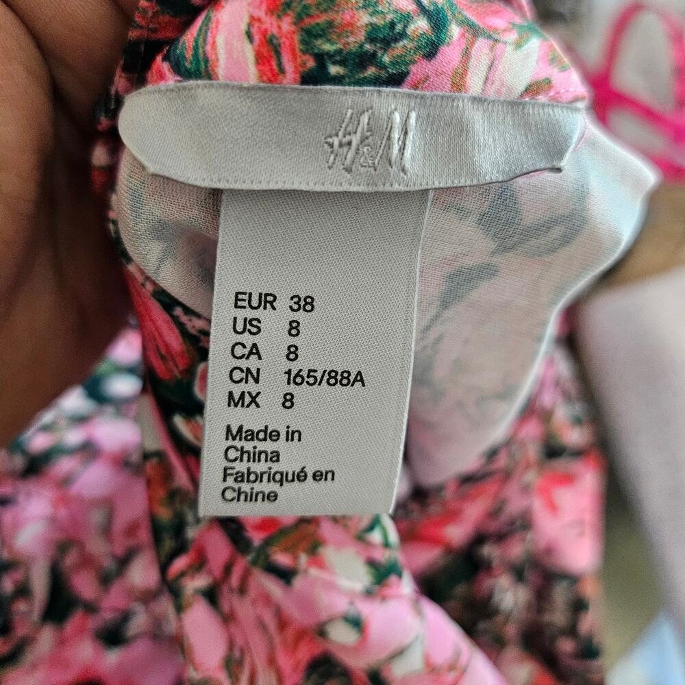 H&M Multicolor Floral Backless Front Slits  Midi Dress 8 - Picture 6 of 8